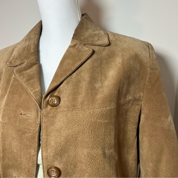 NY & Co 90s/Y2K Classic Genuine Suede Leather Jacket Light Tan Camel 🧥✨ - Picture 4 of 16